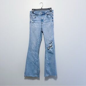 American Eagle High Rise Super Stretch Destroyed Flare Jeans